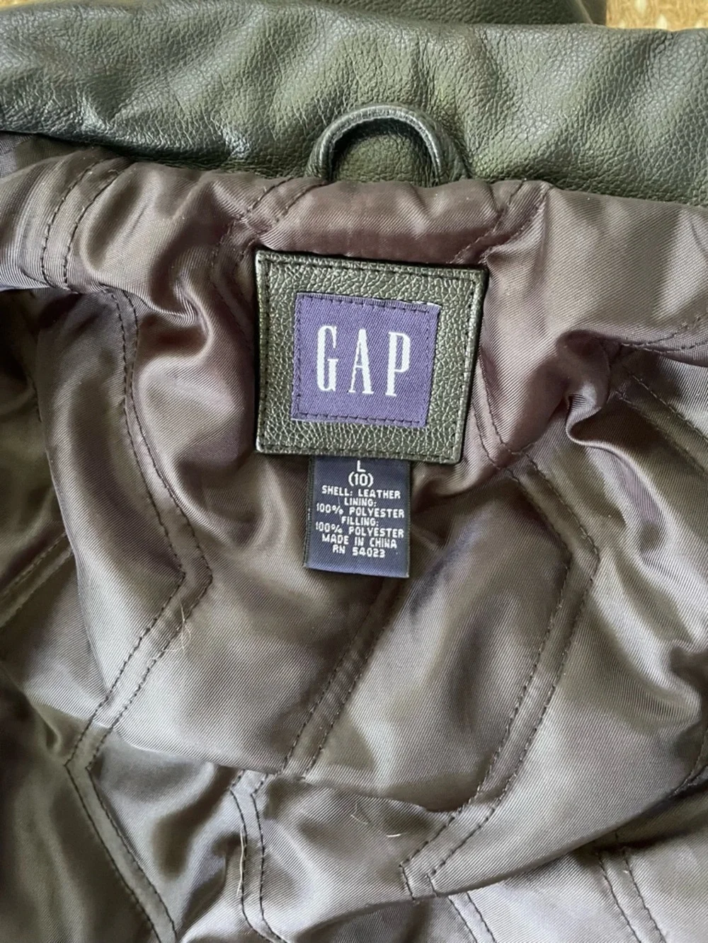 VINTAGE GAP Black Leather Zip-Up Jacket Kids Boy’s Size 10 L Y2K